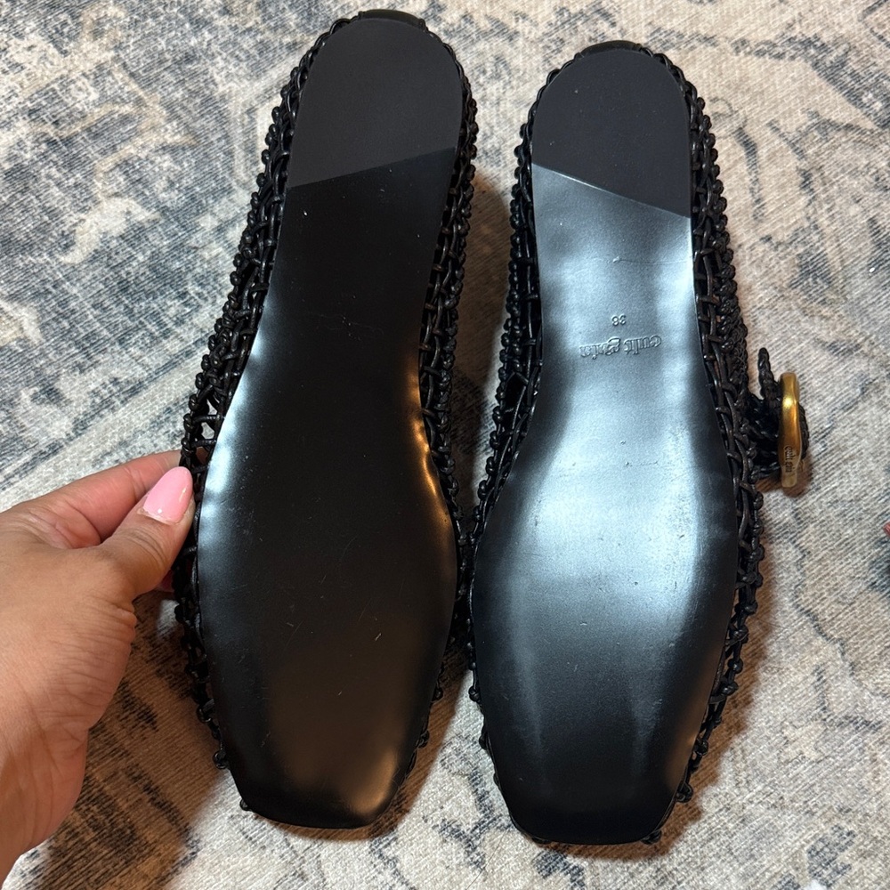 cult gaia Black Woven Mary Jane Flat with Gold Buckle - Picture 3 of 5